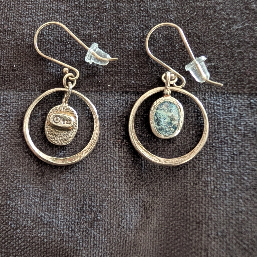Silver And Roman Glass Earrings - Picture 2 of 4